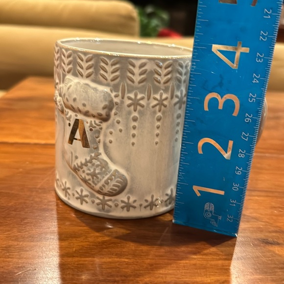 NWOT! Anthropologie A Initial Stocking Mug Winter Holiday Christmas Snowflake - Picture 9 of 11